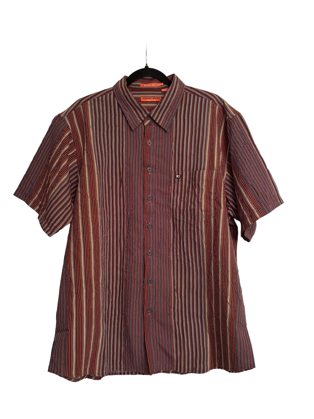 Vintage Point Zero Orange Label Striped Short Sleeve Shirt XL